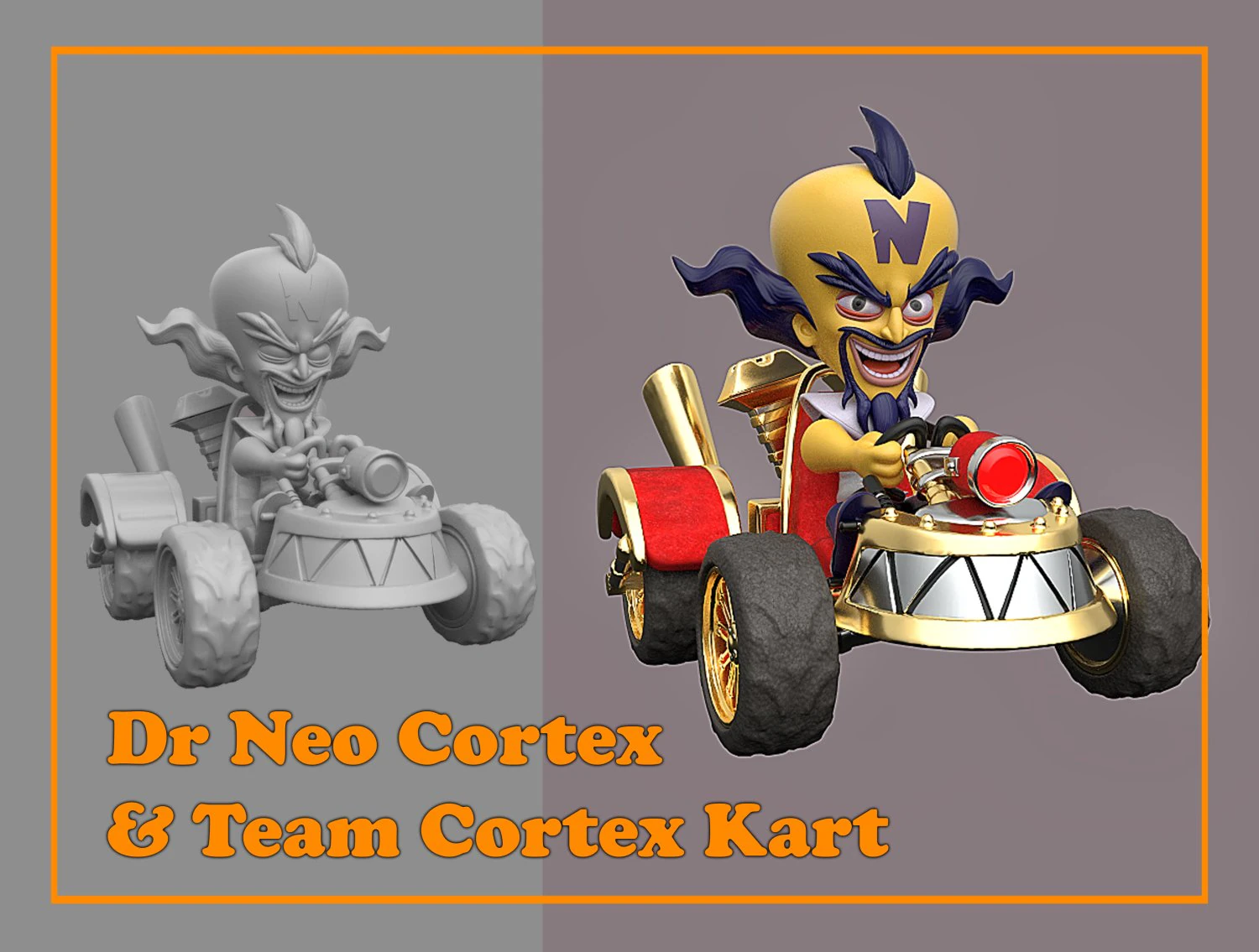Dr Neo Cortex and Team Cortex Kart 3D Model .c4d .max .obj .3ds .fbx .stl .blend 