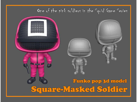 Gra Kałamarnica Funko pop Kwadratowy zamaskowany żołnierz Model 3D