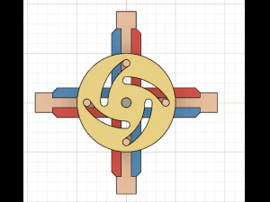 Four Sliding Follower Mechanism 3D Model