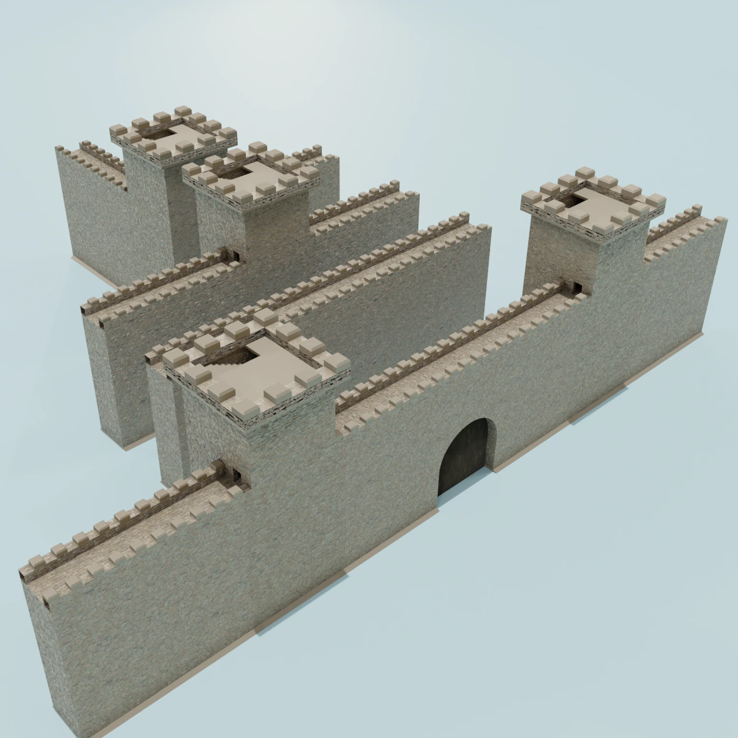 Castle walls 3D Model .c4d .max .obj .3ds .fbx .stl .blend 