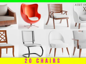 चेयर पैक 01 20 कुर्सियाँ 3D मॉडल