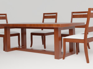 Classic Dinner Table 3D Model