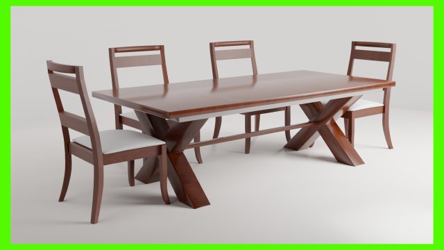 Modern Dinner Table 3D Model .c4d .max .obj .3ds .fbx .stl .blend 
