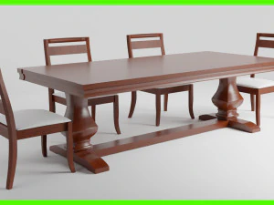 Classic Dinner Table 3D Model