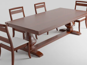 Classic Dinner Table 3D Model