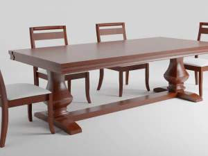 Classic Dinner Table 3D Model