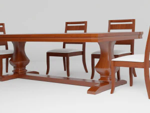 Classic Dinner Table 3D Model