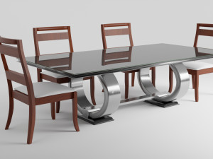 Modern Dinner Table 3D Model