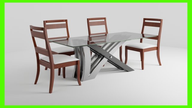 Modern Dinner Table 3D Model .c4d .max .obj .3ds .fbx .stl .blend 
