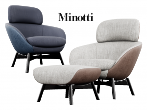 Russell Arm Chair With Pouf 3D Model