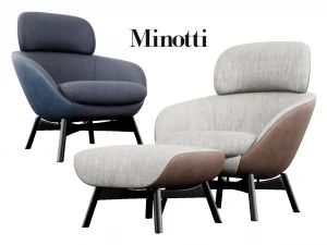 Russell Sessel mit Pouf 3D Modell