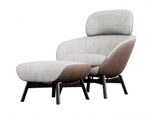 Russell Arm Chair With Pouf Modelo 3D