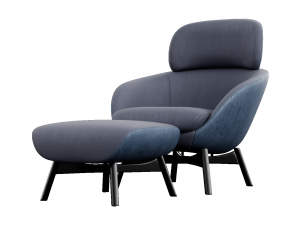 Russell Arm Chair With Pouf Modelo 3D