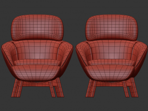 Russell Arm Chair With Pouf Modelo 3D