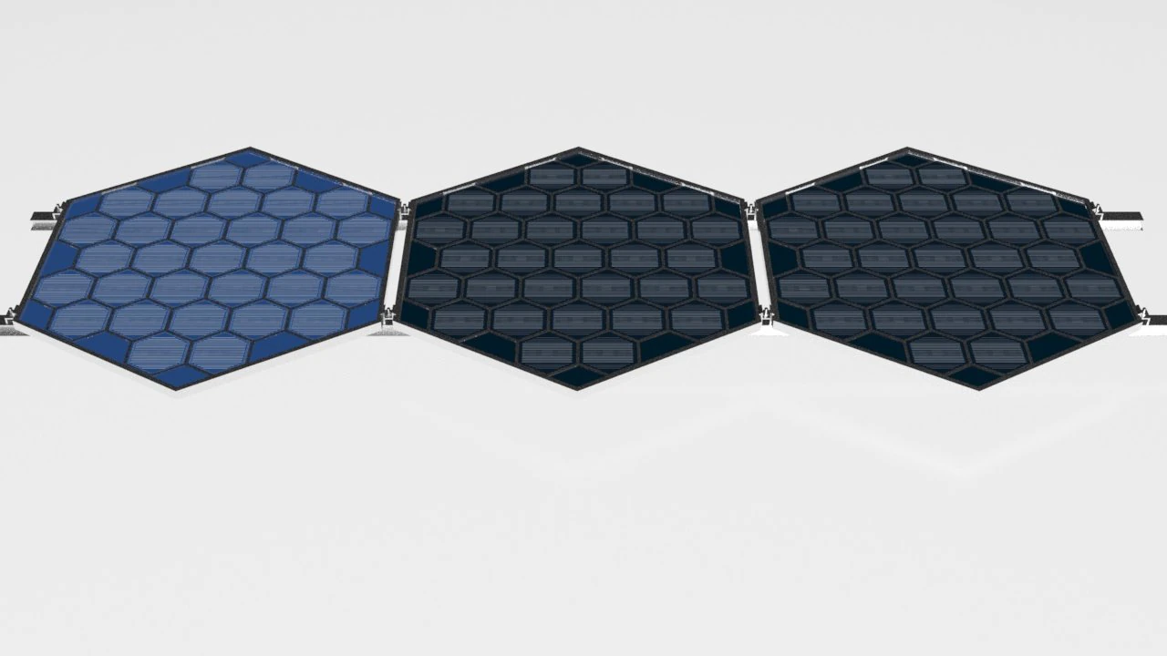 Solar Panel Hexagonal 3D Model .c4d .max .obj .3ds .fbx .stl .blend 