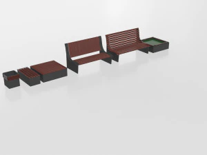 Bench Park Pack 3D Model