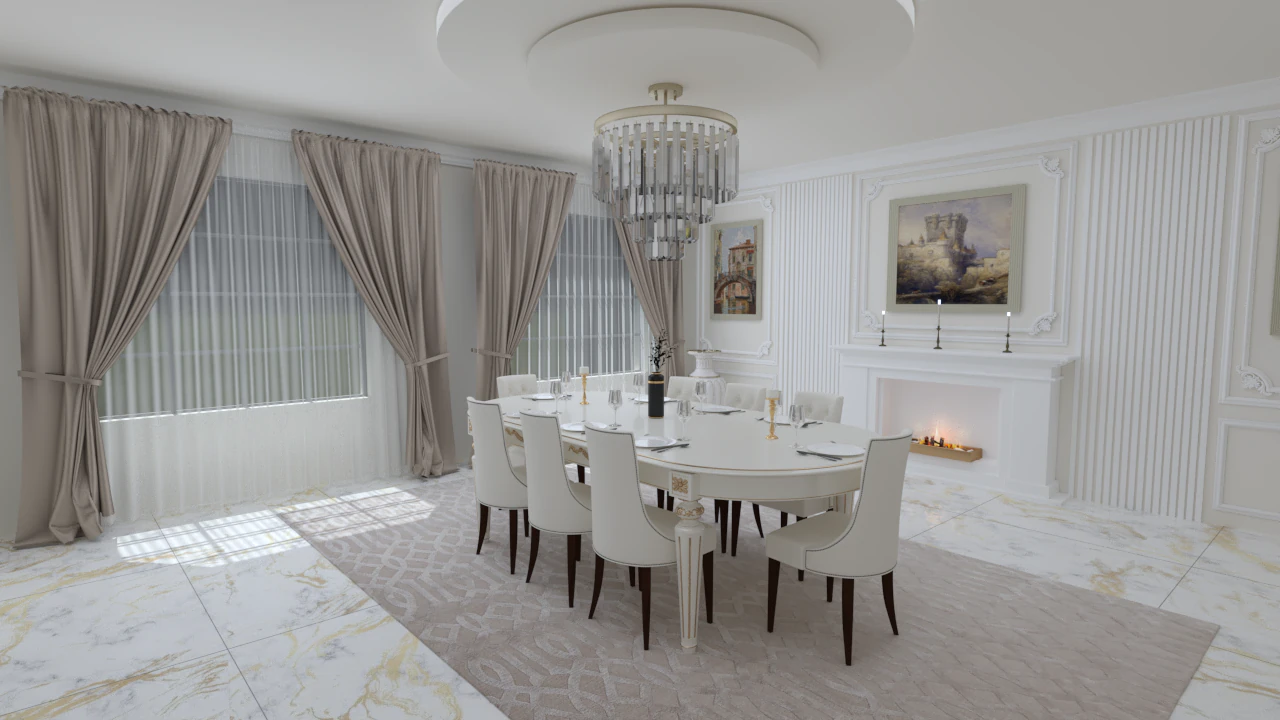 New classic dining room 3D Model .c4d .max .obj .3ds .fbx .stl .blend 