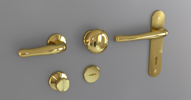 3D door handles set brass Modelo 3D .c4d .max .obj .3ds .fbx .stl .blend 