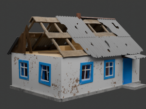 Old Village House Destroyed 3D 모델