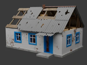 Old Village House Destroyed 3D Model