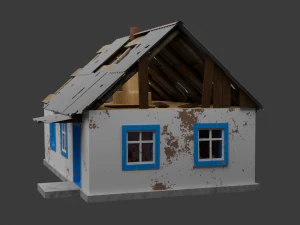 Old Village House Destroyed 3D Model