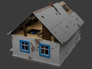 Old Village House Destroyed 3D Model