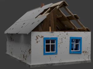 Old Village House Destroyed 3D Model