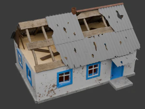 Old Village House Destroyed 3D Model