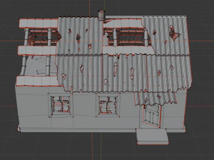 Old Village House Destroyed 3D Model