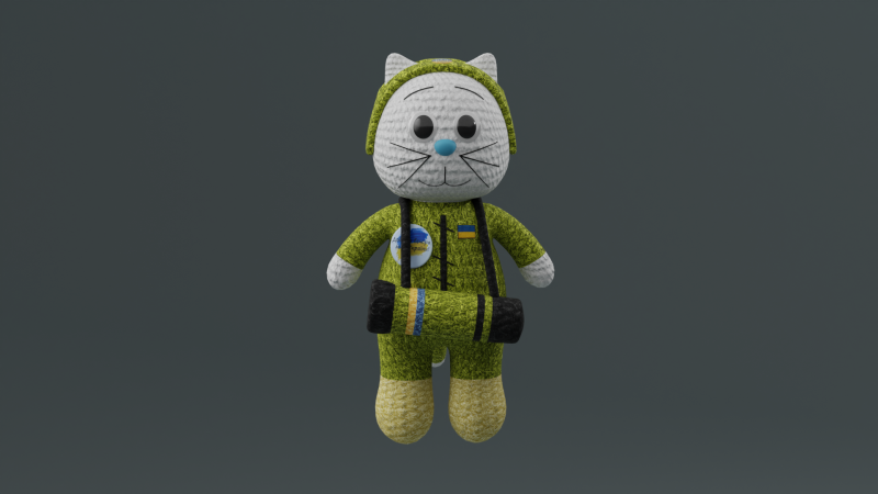 Toy cat warrior of the armed forces of Ukraine model 3D 模型 .c4d .max .obj .3ds .fbx .stl .blend 