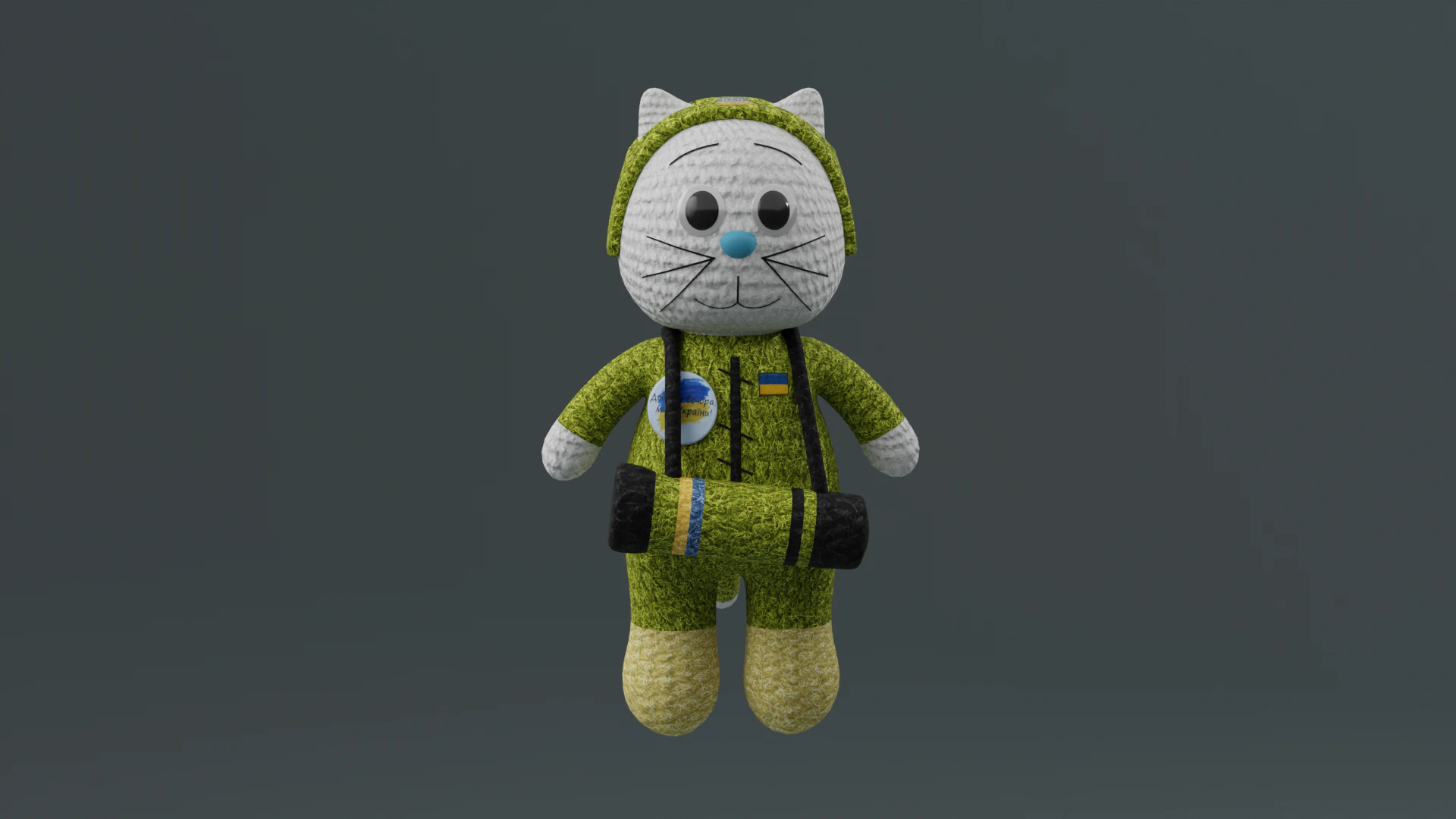 Toy cat warrior of the armed forces of Ukraine model 3D Model .c4d .max .obj .3ds .fbx .stl .blend 