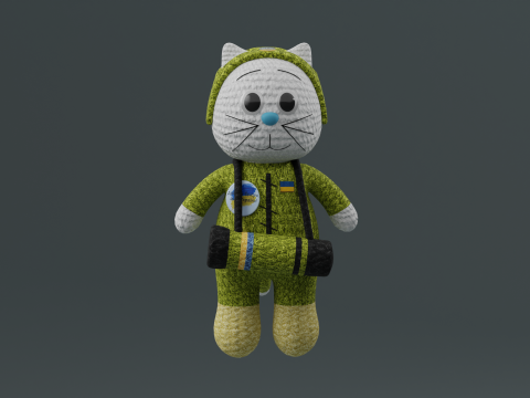 Toy cat warrior of the armed forces of Ukraine model Modèle 3D