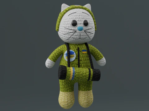 Toy cat warrior of the armed forces of Ukraine model 3D Model