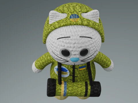 Toy cat warrior of the armed forces of Ukraine model 3D Model