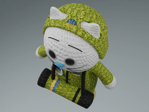 Toy cat warrior of the armed forces of Ukraine model 3D Model