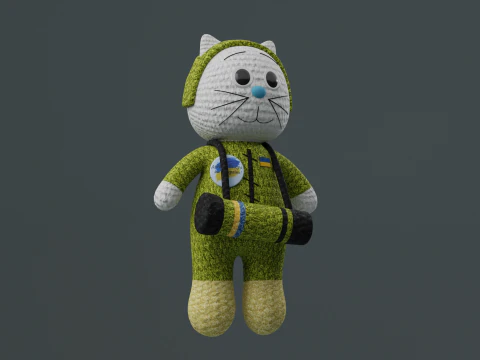 Toy cat warrior of the armed forces of Ukraine model 3D Model