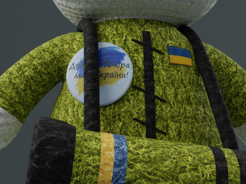 Toy cat warrior of the armed forces of Ukraine model 3D 模型