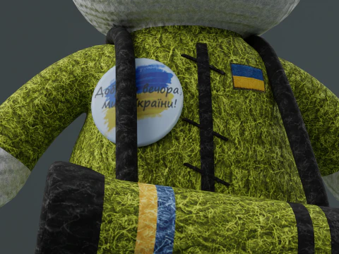 Toy cat warrior of the armed forces of Ukraine model 3D Model