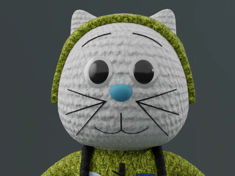 Toy cat warrior of the armed forces of Ukraine model 3D Model