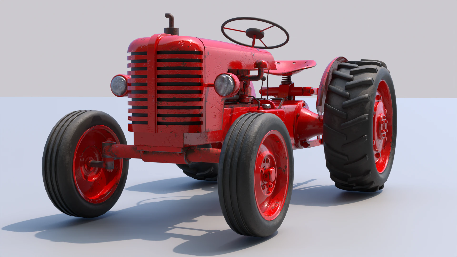 Old farm tractor 3D Model .c4d .max .obj .3ds .fbx .stl .blend 
