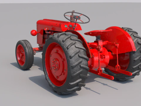 Old farm tractor 3D Model