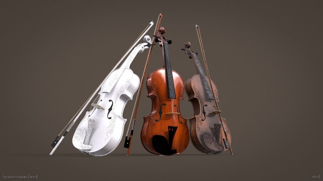 Violin Game ready Modelo 3D .c4d .max .obj .3ds .fbx .stl .blend 