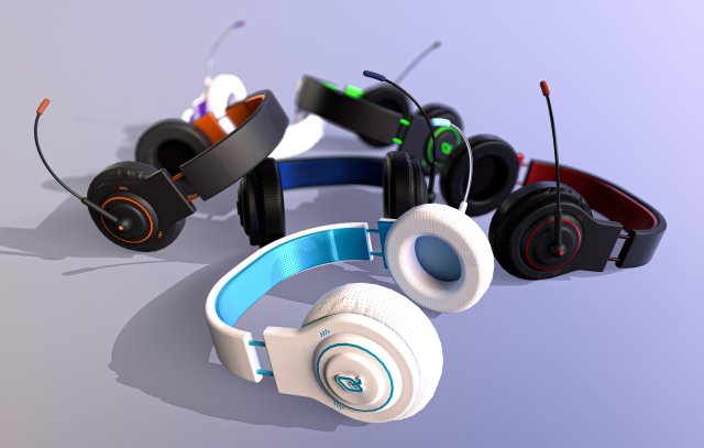 Headphones Game ready 3D Model .c4d .max .obj .3ds .fbx .stl .blend 