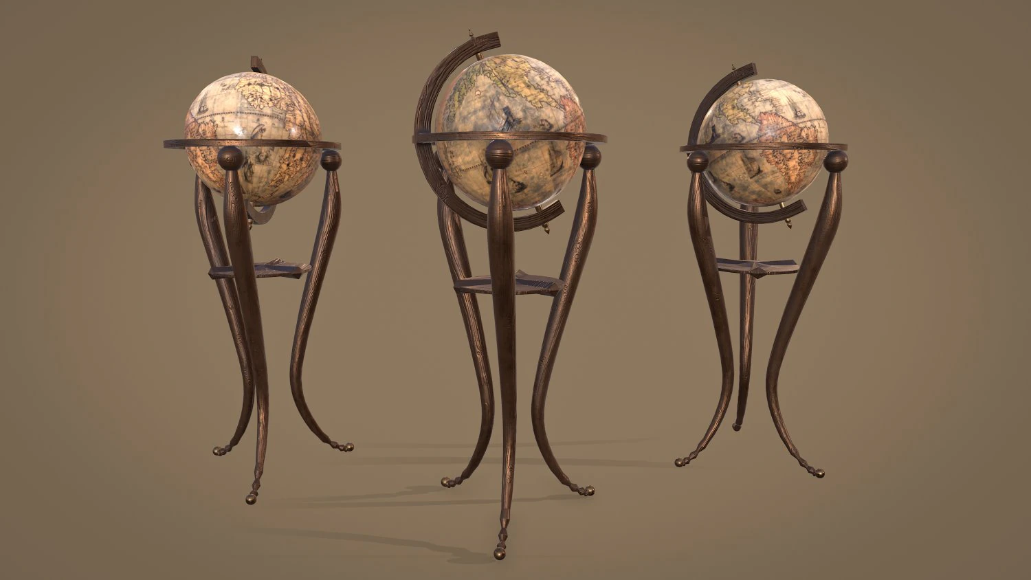 Globe Game ready 3D Model .c4d .max .obj .3ds .fbx .stl .blend 