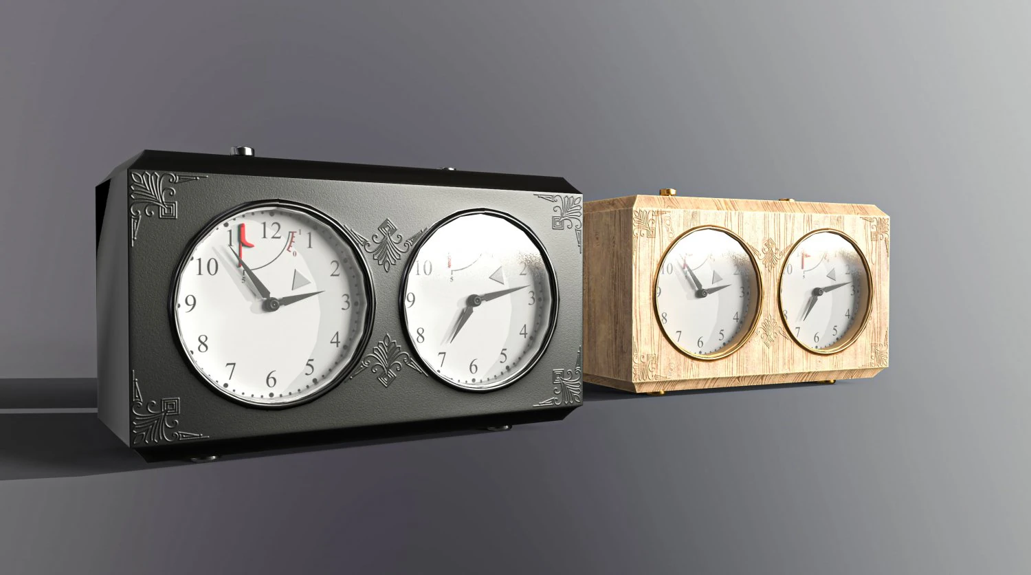 Chess clock Game ready 3D Model .c4d .max .obj .3ds .fbx .stl .blend