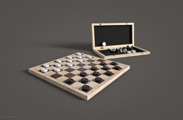 Checkers Game ready 3D Model .c4d .max .obj .3ds .fbx .stl .blend 