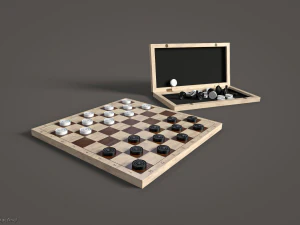 西洋跳棋游戏准备就绪 3D 模型