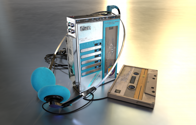 1986 FM-AM Cassette Recorder Game ready Modelo 3D .c4d .max .obj .3ds .fbx .stl .blend 