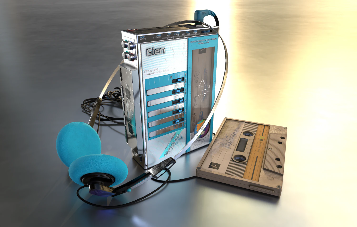 Gravador de cassetes FM-AM 1986 pronto para jogo Modelo 3D .c4d .max .obj .3ds .fbx .stl .blend 
