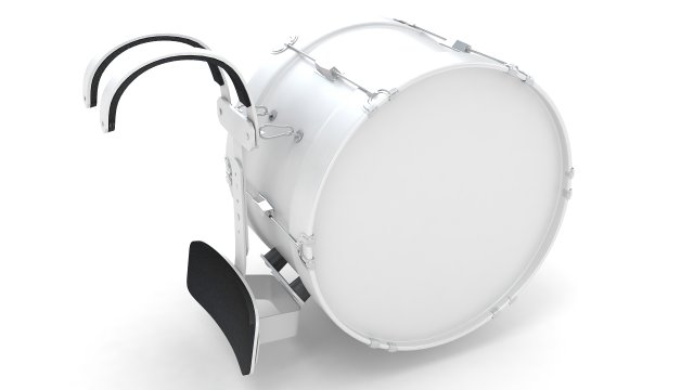 Marching bass drum with carrier pure white 3D Модель .c4d .max .obj .3ds .fbx .stl .blend 